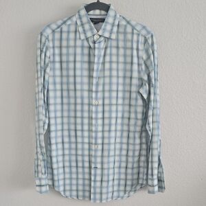 Banana Republic Men's Light Blue Plaid Shirt